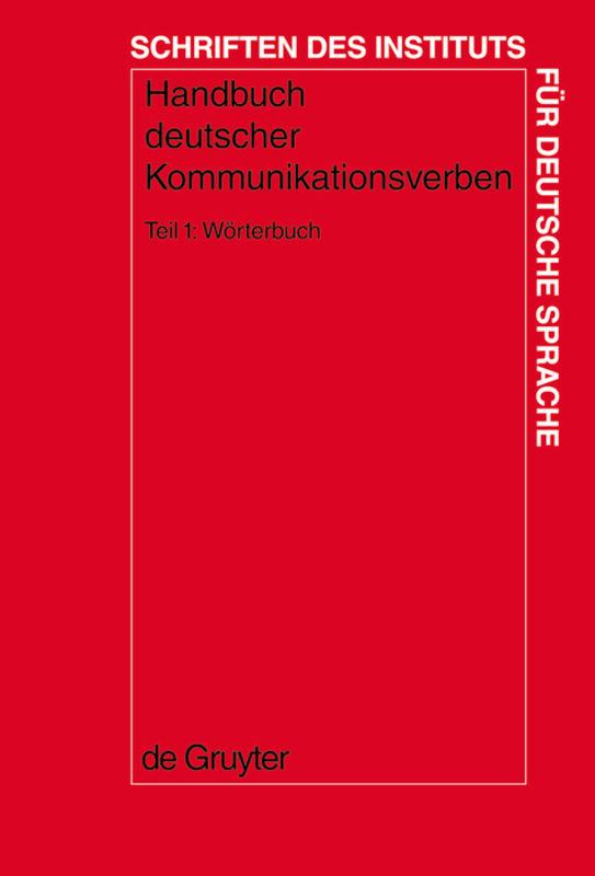 Cover-Bild Handbuch deutscher Kommunikationsverben / Wörterbuch