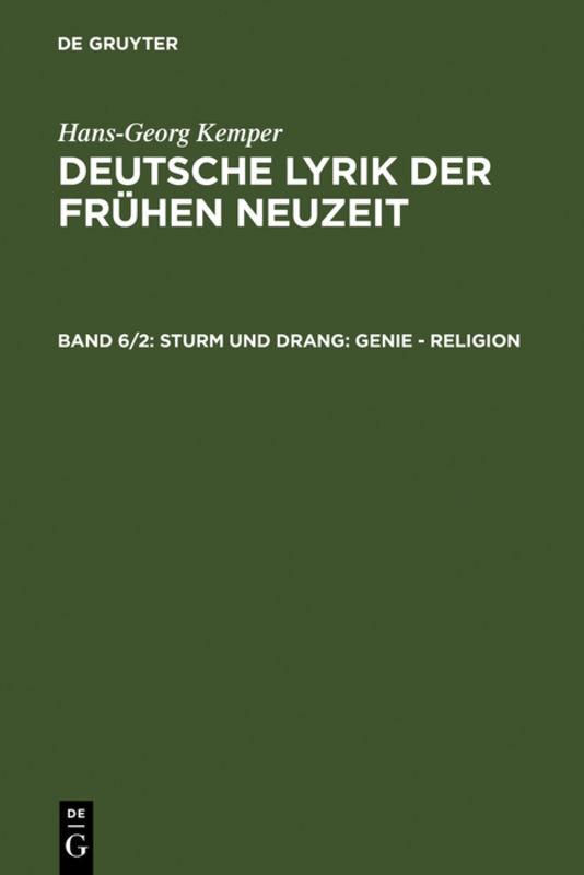 Cover-Bild Hans-Georg Kemper: Deutsche Lyrik der frühen Neuzeit / Sturm und Drang