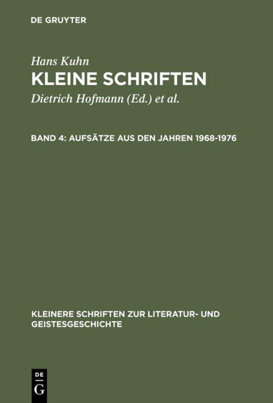 Cover-Bild Hans Kuhn: Kleine Schriften / Aufsätze aus den Jahren 1968–1976
