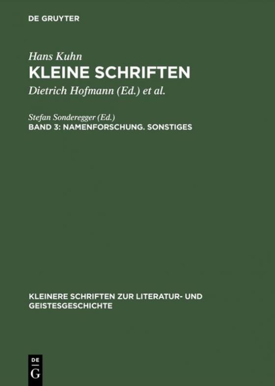 Cover-Bild Hans Kuhn: Kleine Schriften / Namenforschung. Sonstiges