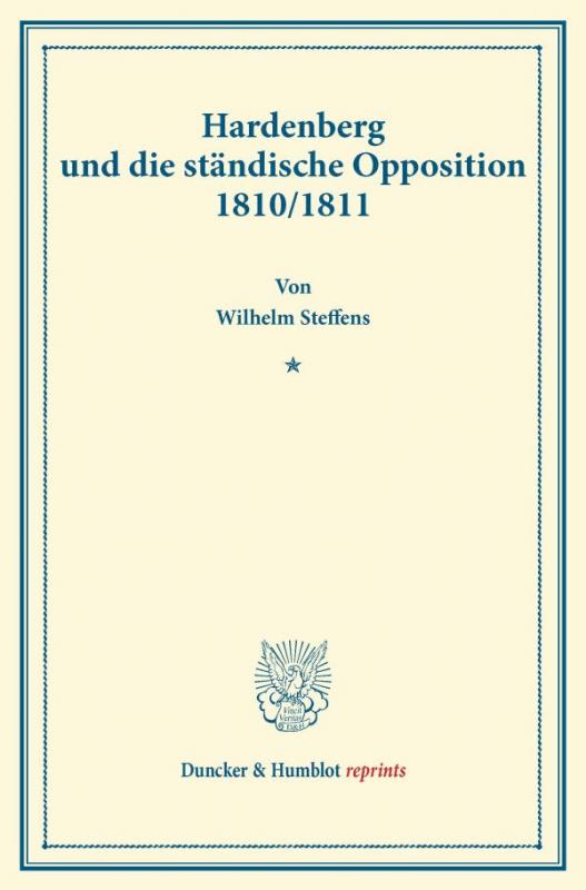 Cover-Bild Hardenberg und die ständische Opposition 1810-1811.