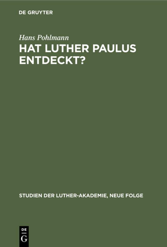 Cover-Bild Hat Luther Paulus Entdeckt?