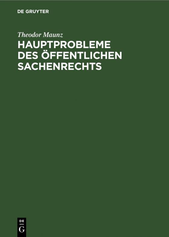 Cover-Bild Hauptprobleme des öffentlichen Sachenrechts