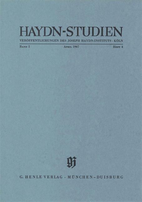 Cover-Bild Haydn Studien. Veröffentlichungen des Joseph Haydn-Instituts Köln. Band I, Heft 4, April 1967