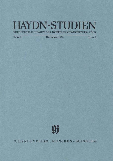 Cover-Bild Haydn Studien. Veröffentlichungen des Joseph Haydn-Instituts Köln. Band II, Heft 4, Dezember 1970