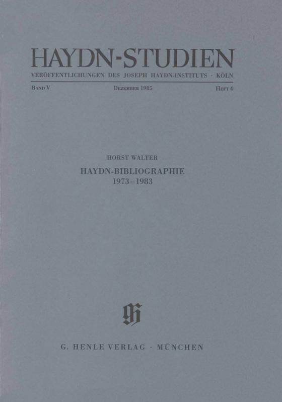 Cover-Bild Haydn-Studien. Veröffentlichungen des Joseph Haydn-Instituts Köln, Band V, Heft 4, Dezember 1985