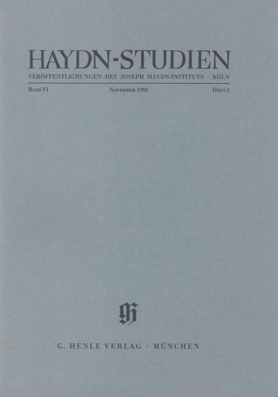 Cover-Bild Haydn-Studien. Veröffentlichungen des Joseph Haydn-Instituts Köln. Band VI, Heft 3, November 1988