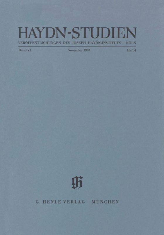 Cover-Bild Haydn-Studien. Veröffentlichungen des Joseph Haydn-Instituts Köln. Band VI, Heft 4, November 1994