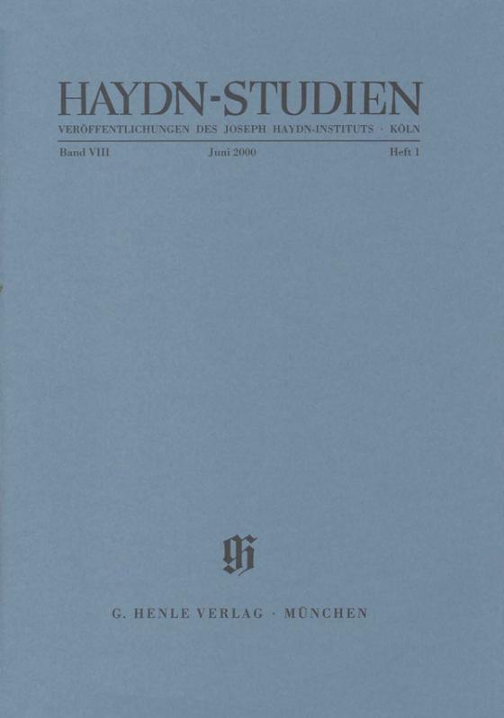 Cover-Bild Haydn-Studien. Veröffentlichungen des Joseph Haydn-Instituts Köln. Band VIII, Heft 1, Juni 2000