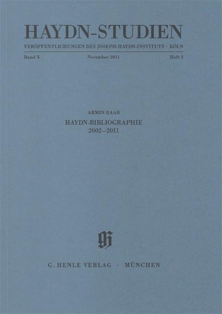 Cover-Bild Haydn-Studien. Veröffentlichungen des Joseph-Haydn-Instituts Köln. Band X Heft 2, November 2011