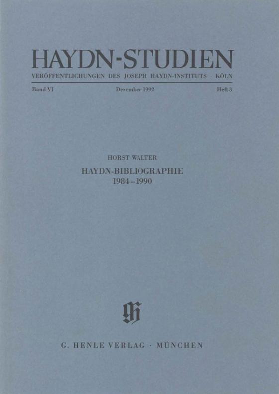 Cover-Bild Haydn-Studien VI,3. Veröffentlichungen des Joseph Haydn-Instituts, Köln