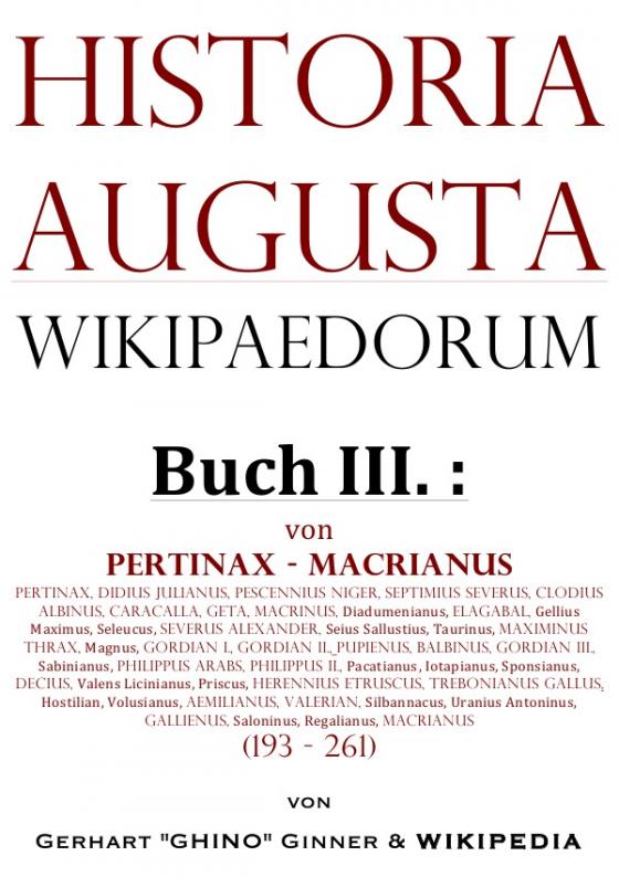 Cover-Bild Historia Augusta Wikipaedorum / Historia Augusta Wikipaedorum Buch III.