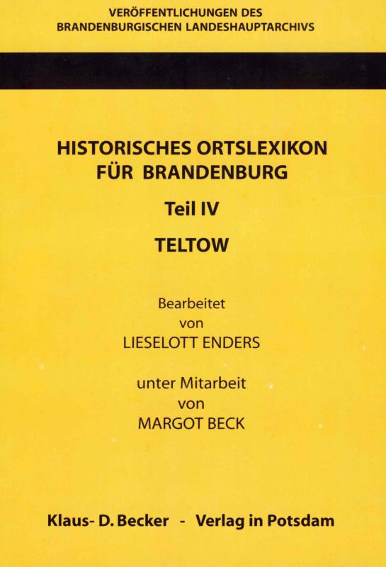 Cover-Bild Historisches Ortslexikon für Brandenburg, Teil IV, Teltow.