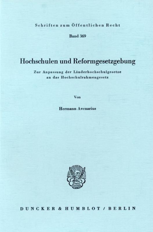 Cover-Bild Hochschulen und Reformgesetzgebung.