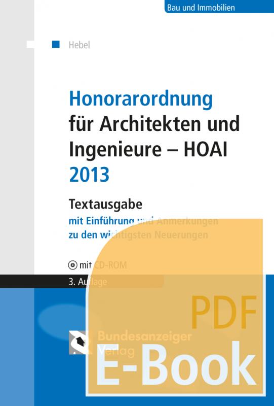 Cover-Bild Honorarordnung für Architekten und Ingenieure - HOAI 2013 (E-Book)