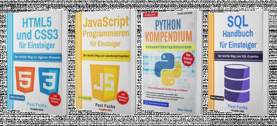 Cover-Bild HTML5 und CSS3 für Einsteiger + JavaScript Programmieren für Einsteiger + Python Kompendium + SQL Handbuch für Einsteiger (Taschenbuch)