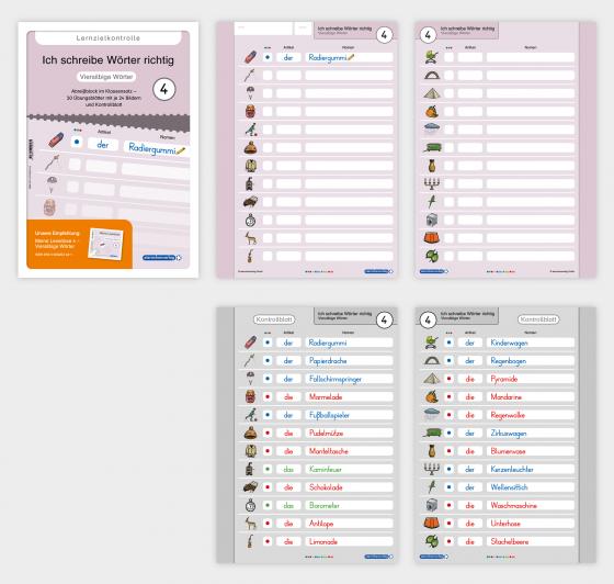 Cover-Bild Ich schreibe Wörter richtig - Abreißblock 4 - Lernzielkontrolle - Viersilbige Wörter
