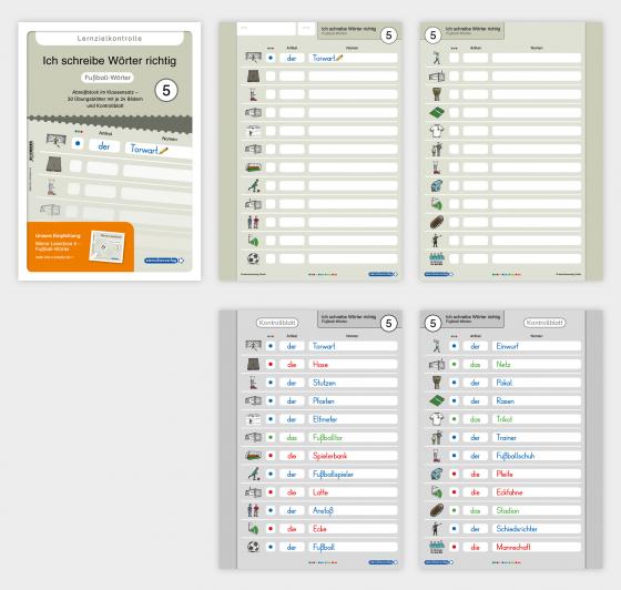 Cover-Bild Ich schreibe Wörter richtig - Abreißblock 5 - Lernzielkontrolle - Fußball-Wörter