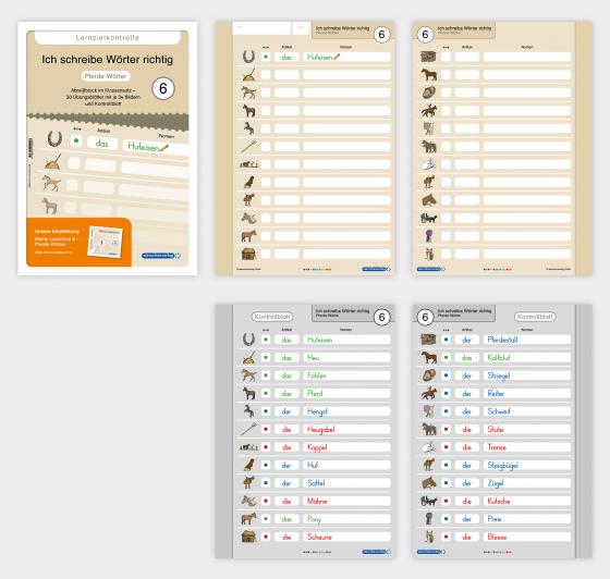 Cover-Bild Ich schreibe Wörter richtig - Abreißblock 6 - Lernzielkontrolle - Pferde-Wörter