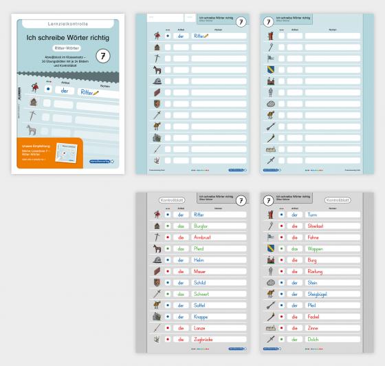 Cover-Bild Ich schreibe Wörter richtig - Abreißblock 7 - Lernzielkontrolle - Ritter-Wörter