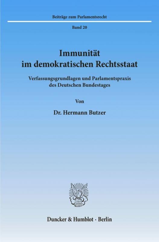 Cover-Bild Immunität im demokratischen Rechtsstaat.