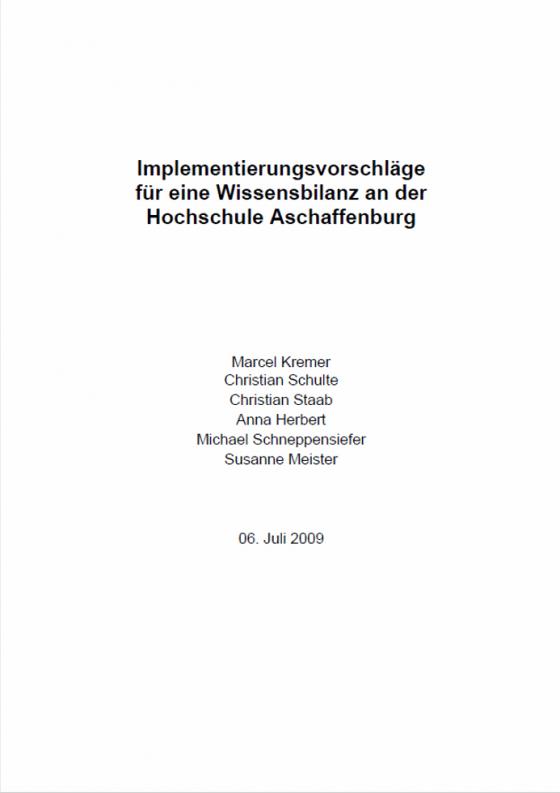 Cover-Bild Implementierungsvorschläge für eine Wissensbildung an der Hochschule Aschaffenburg