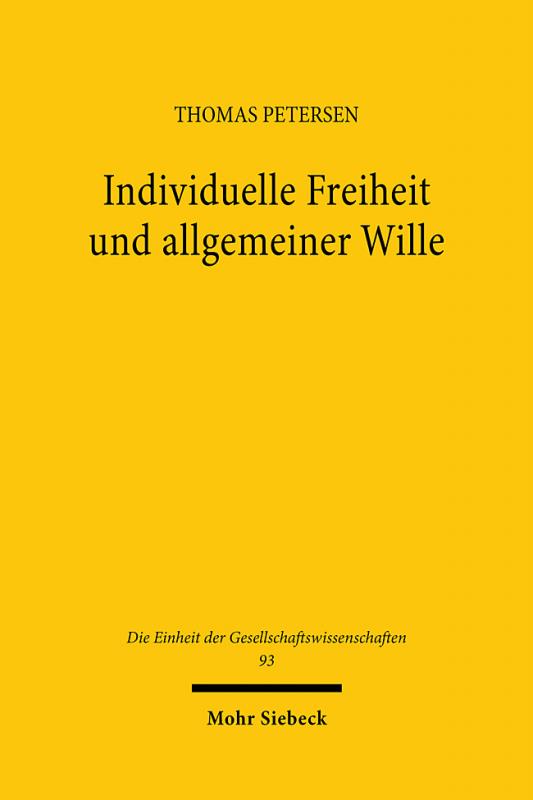 Cover-Bild Individuelle Freiheit und allgemeiner Wille