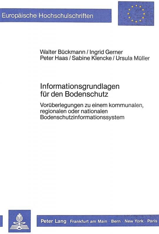 Cover-Bild Informationsgrundlagen für den Bodenschutz