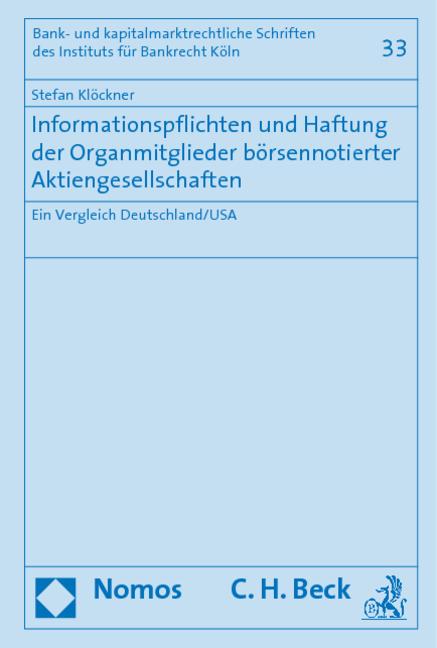 Cover-Bild Informationspflichten und Haftung der Organmitglieder börsennotierter Aktiengesellschaften