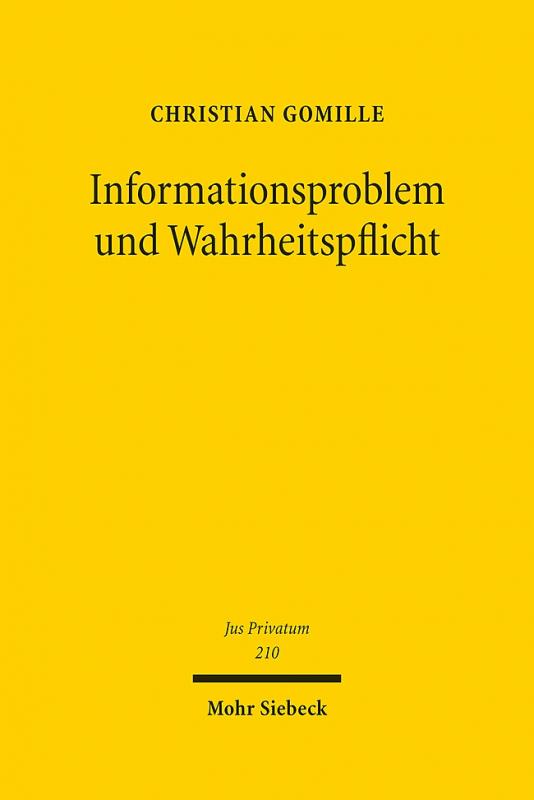 Cover-Bild Informationsproblem und Wahrheitspflicht