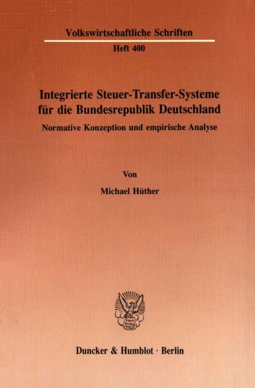 Cover-Bild Integrierte Steuer-Transfer-Systeme für die Bundesrepublik Deutschland.