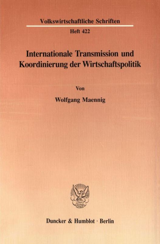 Cover-Bild Internationale Transmission und Koordinierung der Wirtschaftspolitik.