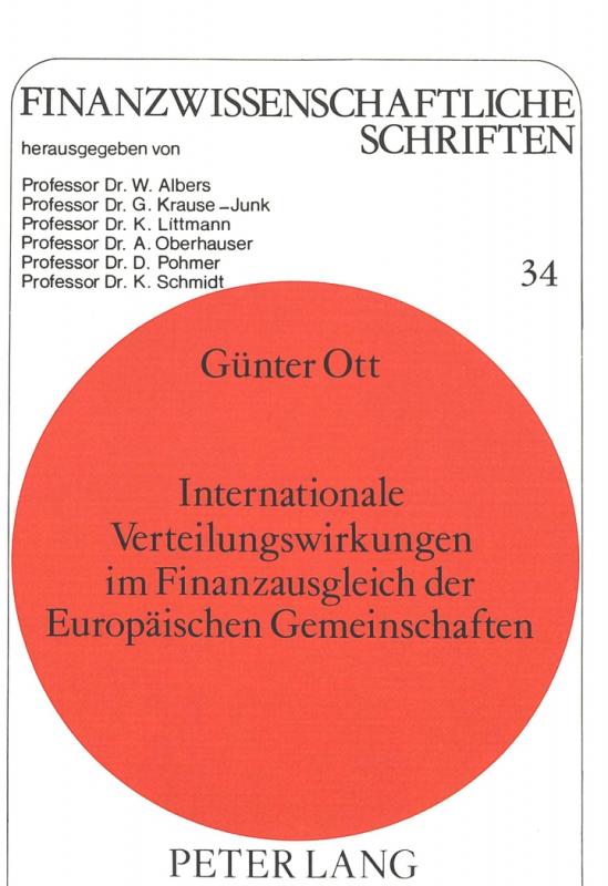 Cover-Bild Internationale Verteilungswirkungen im Finanzausgleich der Europäischen Gemeinschaften