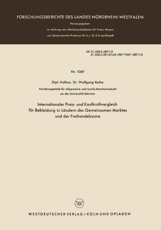 Cover-Bild Internationaler Preis- und Kaufkraftvergleich für Bekleidung in Ländern des Gemeinsamen Marktes und der Freihandelszone