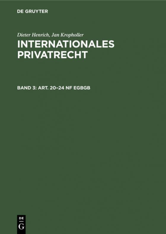 Cover-Bild Internationales Privatrecht / Art. 20–24 nF EGBGB
