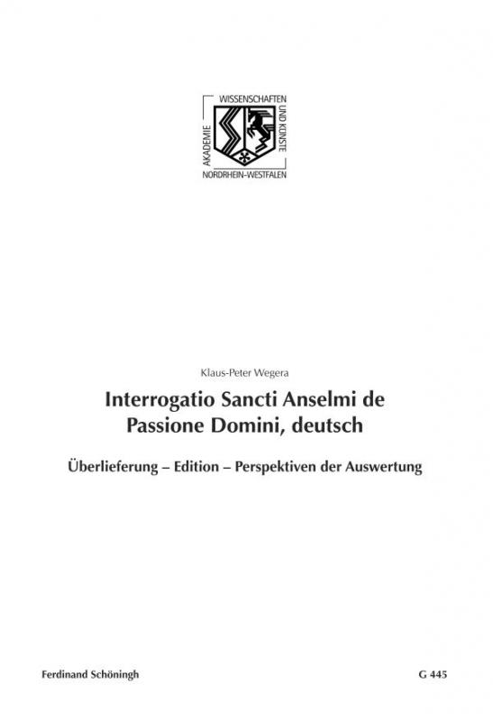 Cover-Bild Interrogatio Sancti Anselmi de Passione Domini, deutsch