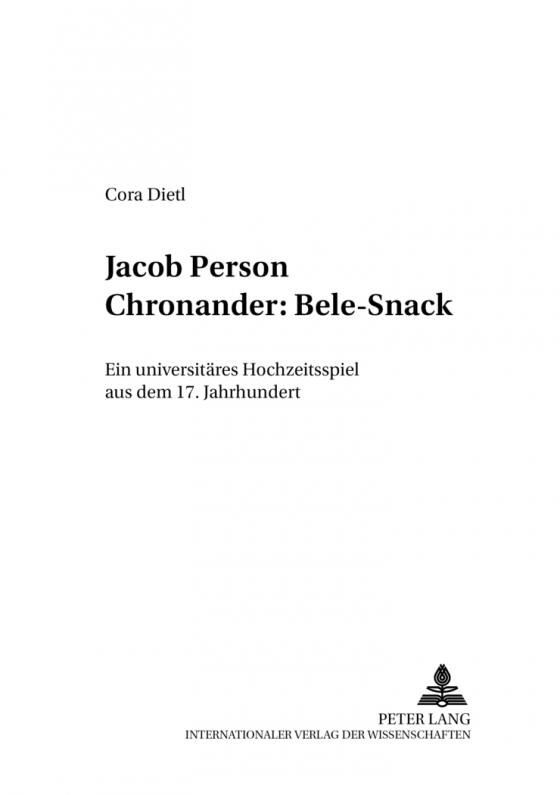 Cover-Bild Jacob Person Chronander: Bele-Snack