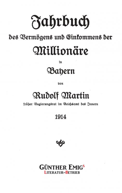 Cover-Bild Jahrbuch des Vermögens und Einkommens der Millionäre in Bayern 1914