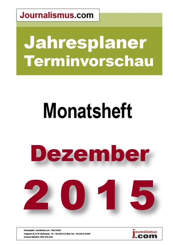 Cover-Bild Jahresplaner Terminvorschau  –  Monatsheft Dezember 2015