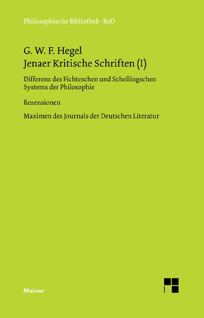 Cover-Bild Jenaer Kritische Schriften (I)