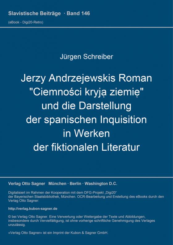 Cover-Bild Jerzy Andrzejewskis Roman "Ciemności kryją ziemię" und die Darstellung der spanischen Inquisition in Werken der fiktionalen Literatur