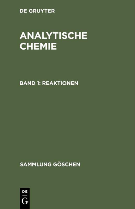 Cover-Bild Johannes Hoppe: Analytische Chemie / Reaktionen