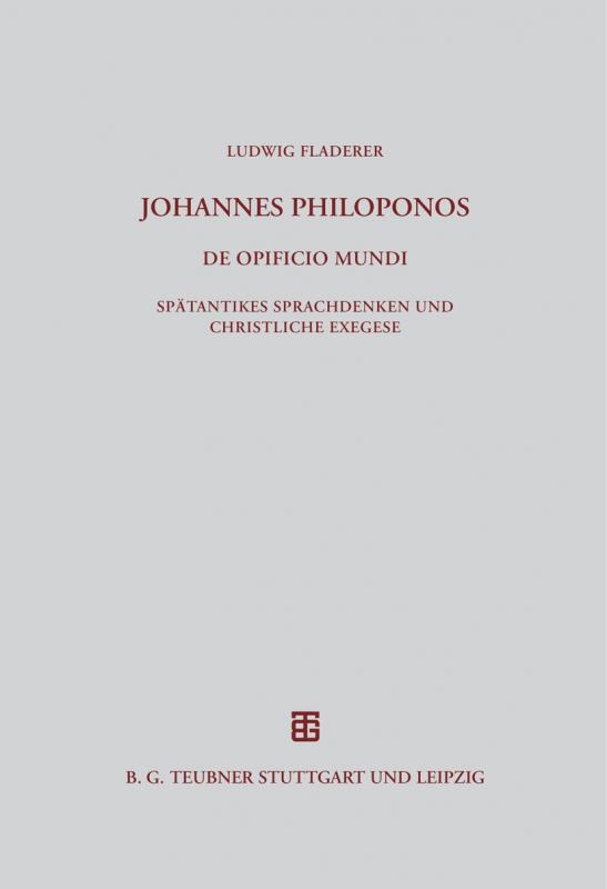 Cover-Bild Johannes Philoponos. De opificio mundi