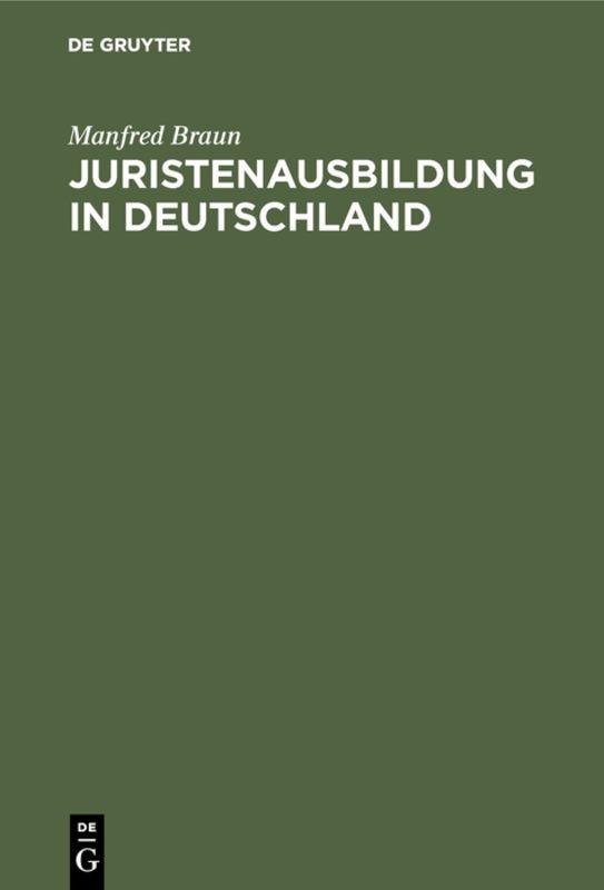 Cover-Bild Juristenausbildung in Deutschland