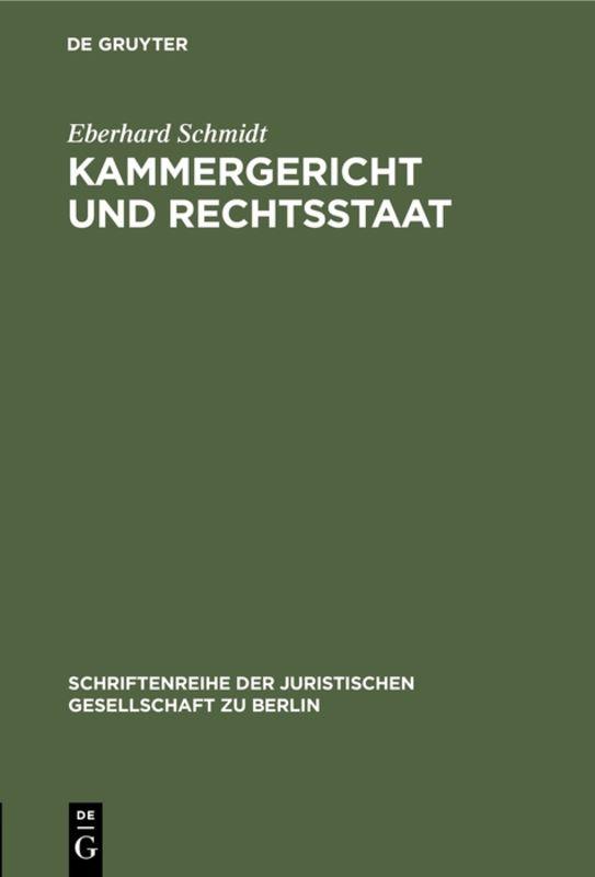 Cover-Bild Kammergericht und Rechtsstaat