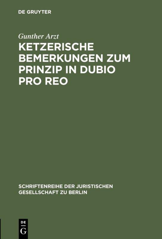 Cover-Bild Ketzerische Bemerkungen zum Prinzip in dubio pro reo