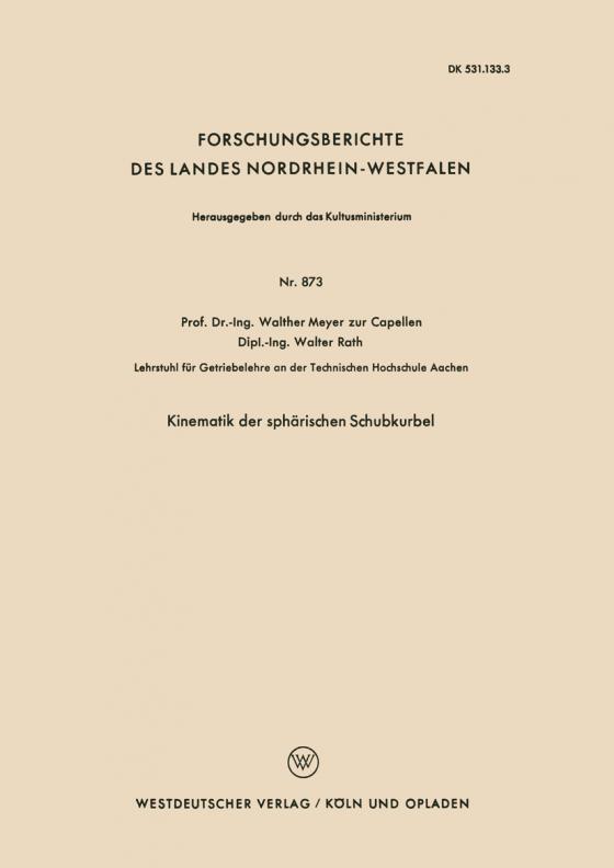 Cover-Bild Kinematik der sphärischen Schubkurbel