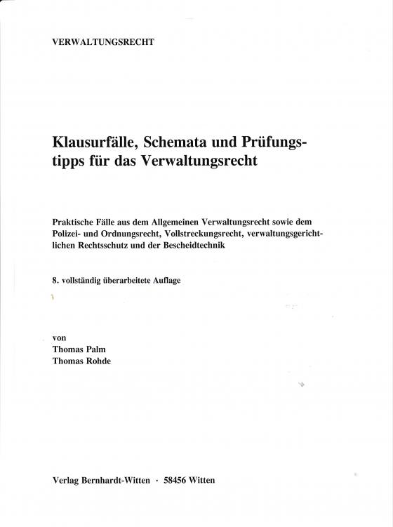 Cover-Bild Klausurfälle, Schemata und Prüfungstipps für das Verwaltungsrecht