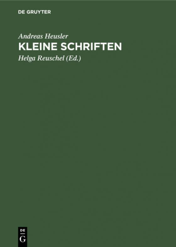 Cover-Bild Kleine Schriften