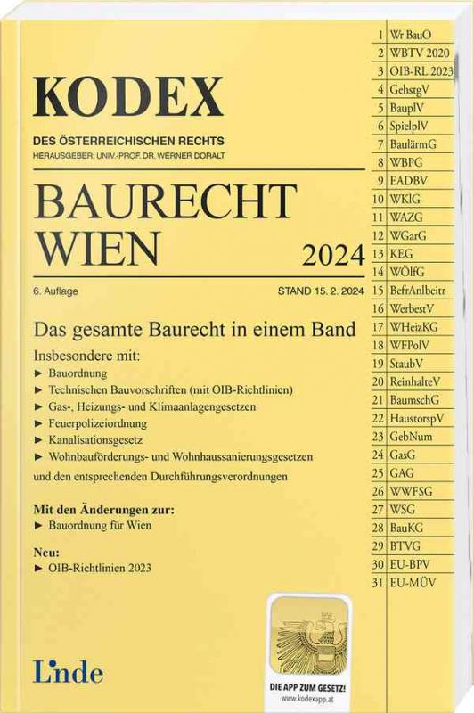Cover-Bild KODEX Baurecht Wien 2024